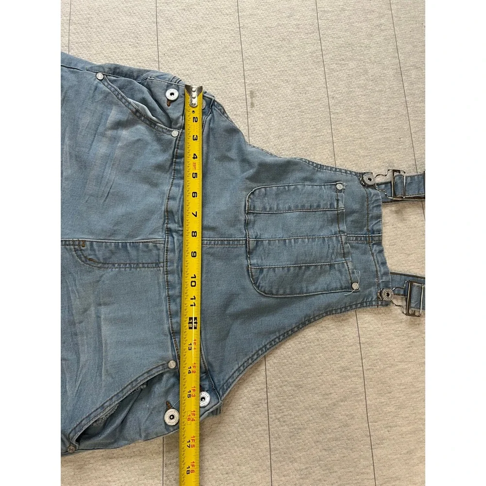 Listicle Women Small Denim Shortalls Light Wash Stretch Adjustable Strap Overall